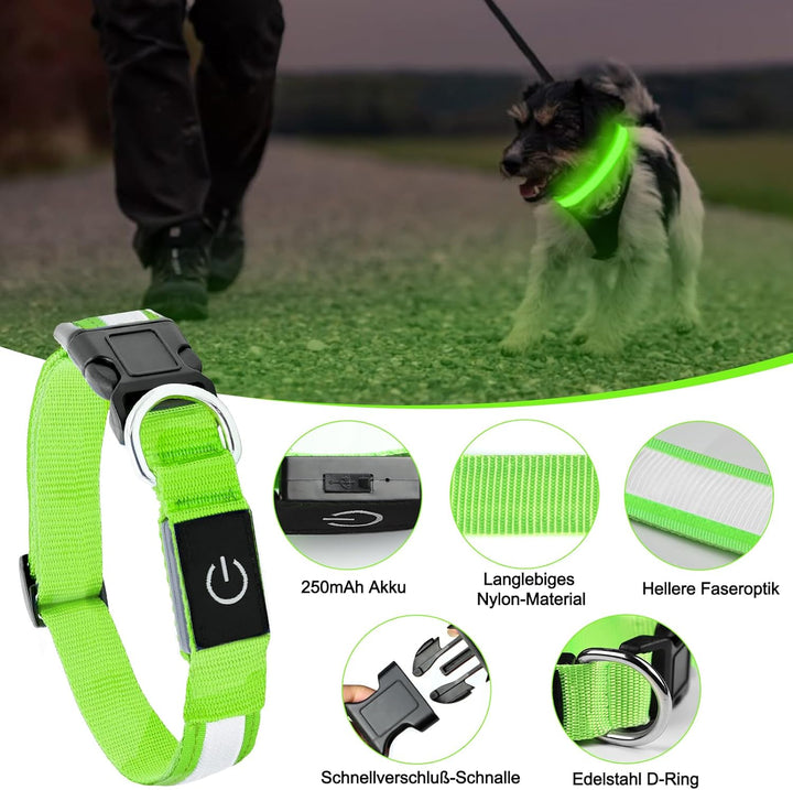 Nepfaivy Hundetreppe für Kleine Hunde 3-Stufig, Leuchthalsband Hund USB Aufladbar