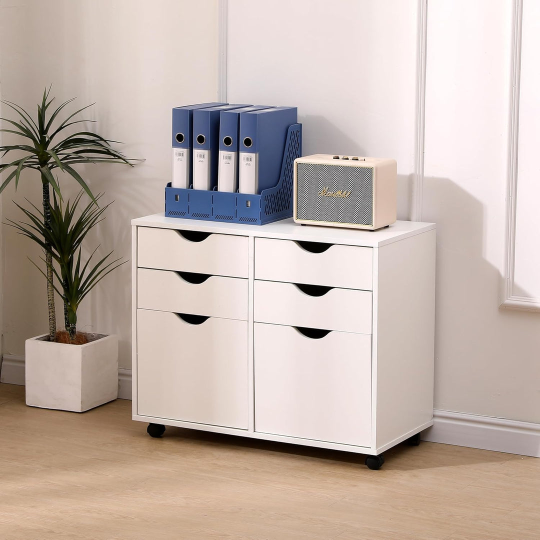 MMT Aufbewahrungsschrank, weiss, 4 Schubladen, Podest, 2 Schrank, mobiler Aktenschrank, Make-up-Aufb
