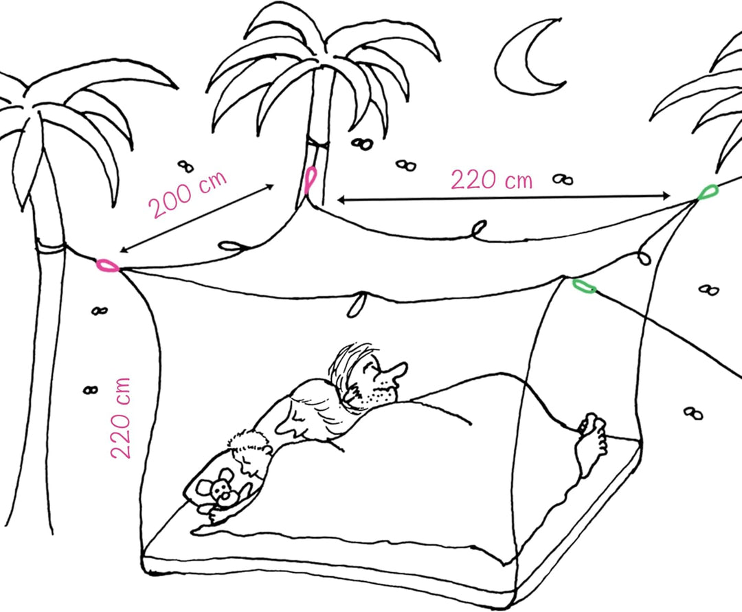 HAWK Outdoor Reise-Moskitonetz für Doppelbett Einzelbett extra gross 220 x 200 x 220 cm Mückenschutz