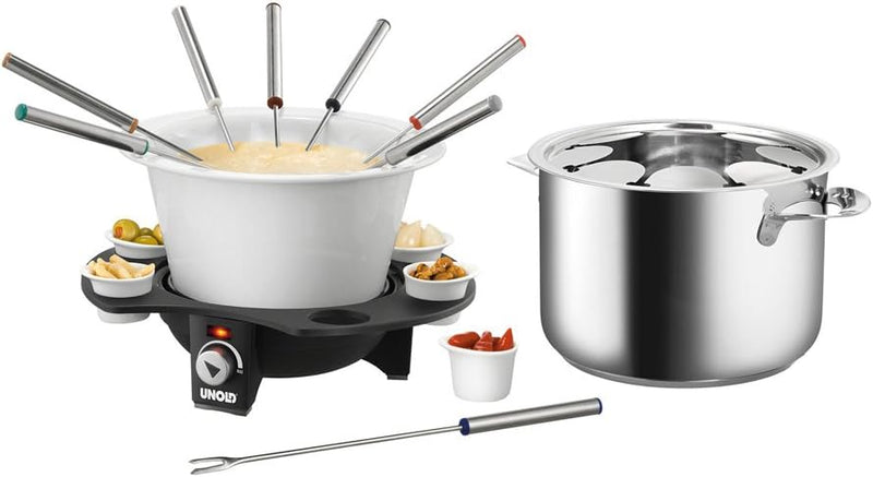 UNOLD Fondue-Elegance, Fondue-Set, Wechseltopf (Edelstahl/Keramik), Zubehör, für 8 Personen, 48645