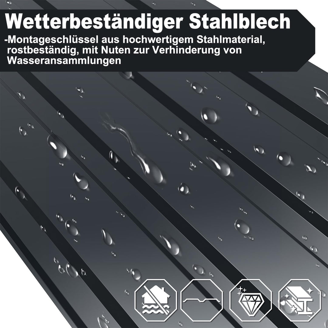 Trapezblech 12 Stück 115×45 cm Anthrazit – wetterfeste verzinkte Dachplatten 0,25 mm, Profilblech fü