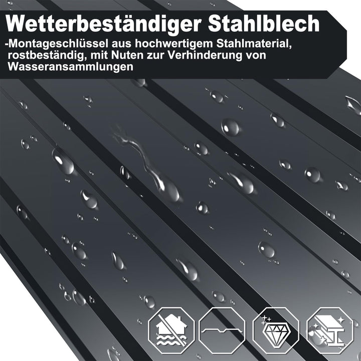 Trapezblech 12 Stück 115×45 cm Anthrazit – wetterfeste verzinkte Dachplatten 0,25 mm, Profilblech fü