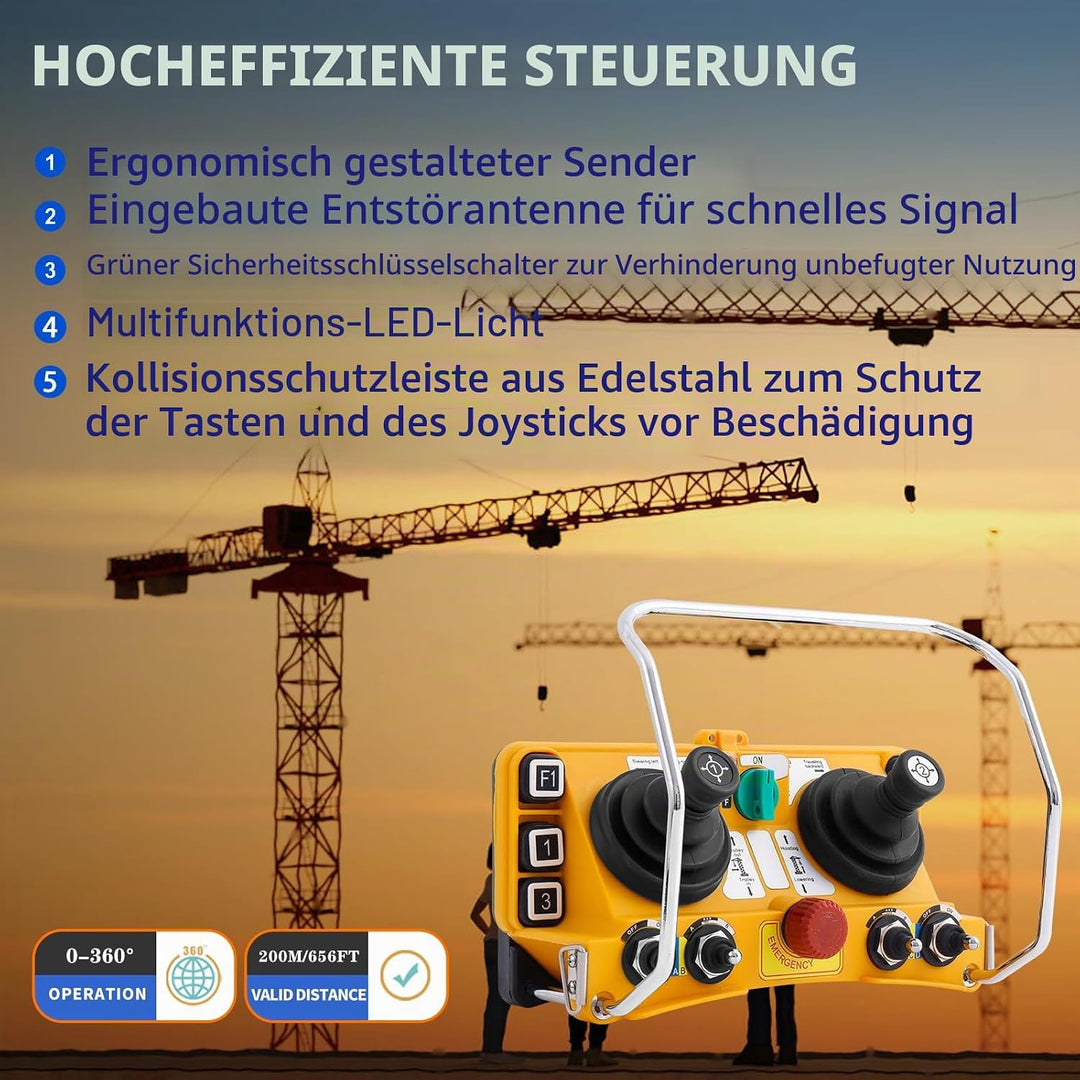 F24-60 Industrielle Funkfernbedienung Kräne 12V | 5-Gang Joystick-Funkfernbedienung Brückenkran Port