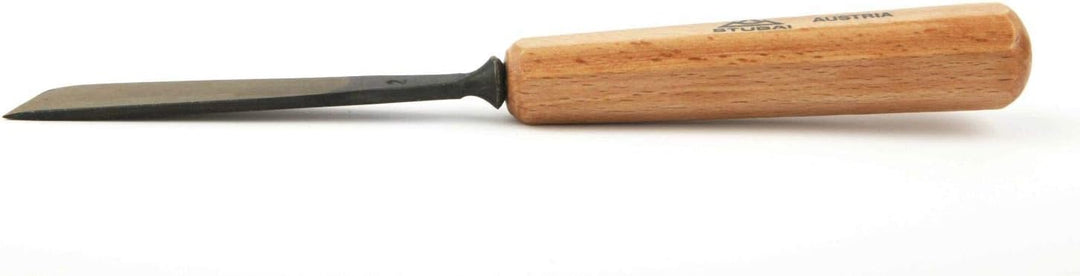 STUBAI Stemmeisen Stechbeitel Serie 52 - Form 2 | Gerades Balleisen, schräg - 3 mm, mit Holzgriff, f