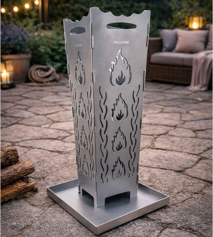 FireDesire Feuerkorb 80cm + Grillplatte + Ascheschale, Feuertonne, Feuerschale, Grilltonne, Ofen, Te