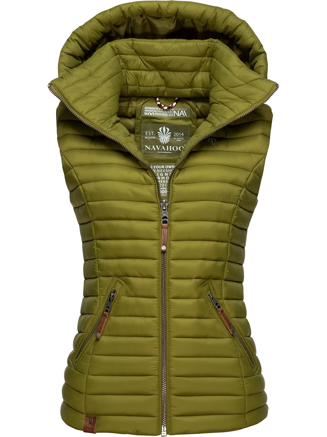 Navahoo Damen Übergangsjacke leichte Steppweste mit Abnehmbarer Kapuze Shadaa XS-3XL XS Moss Green,