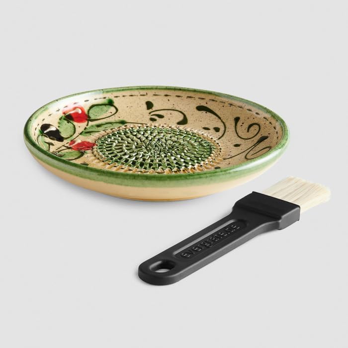 evergrate Keramikreibe 3er Verschenkset - Olivia, Valeria, Duna mit Küchenpinseln und Rezeptheften