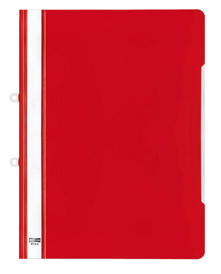 VELOFLEX 4745021 - Angebotshefter DIN A4, PVC, Deckel transparent, mit Beschriftungsstreifen, rot, 2