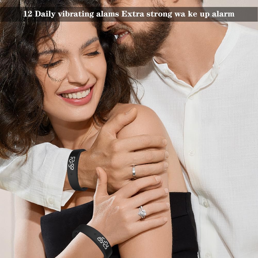 DASIAUTOEM Vibrationswecker Armband, Vibrationsalarm Erinnerung Uhr, Armband Wecker Vibration mit Ti