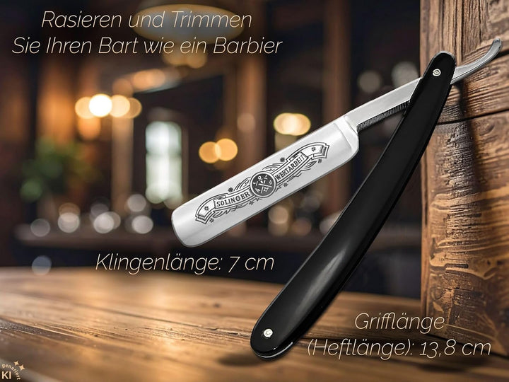 Rasiermesser Solingen Set mit Abziehleder und Paste Made in Germany - Premium Rasier-Set für Herren