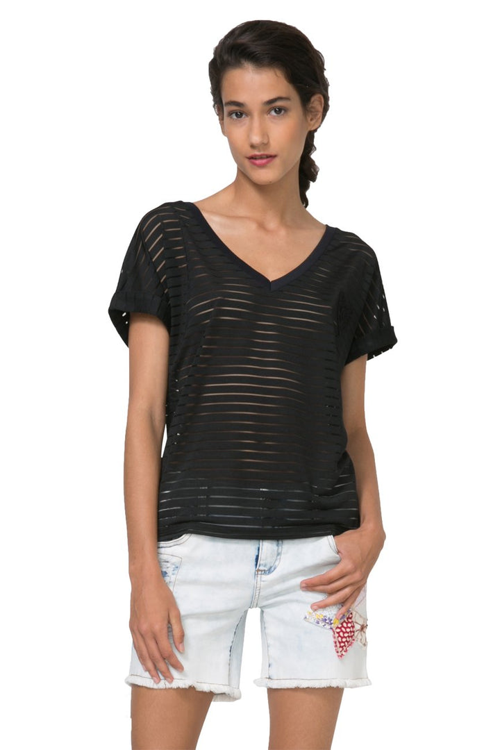 Desigual - Damen Kurzarm t-Shirt Sandra s schwarz