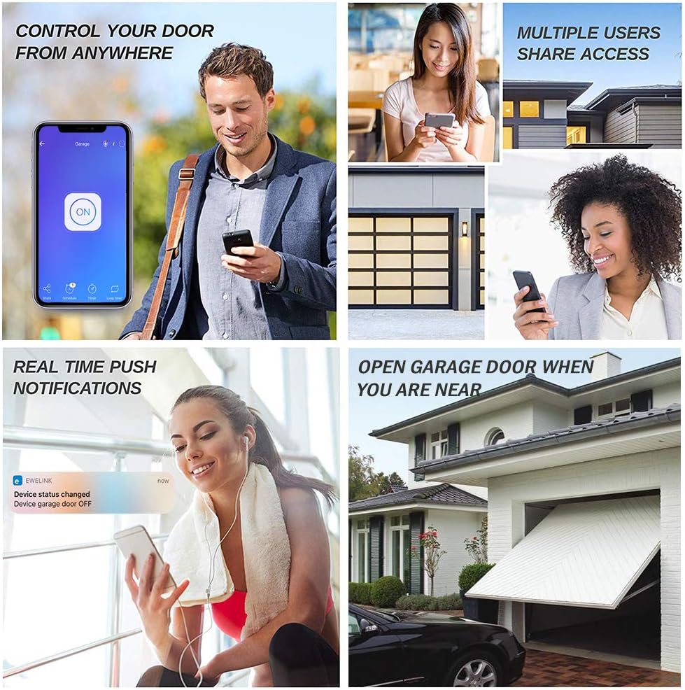 Newgoal WiFi Smart Home Garagentoröffner, Funkschalter Fernbedienung mit App, kompatibel mit Alexa,
