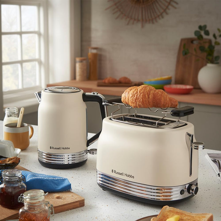 Russell Hobbs Toaster [für 2 Scheiben] Hanley Crème-Weiss (6 Bräunungsstufen, extra breite Toastschl
