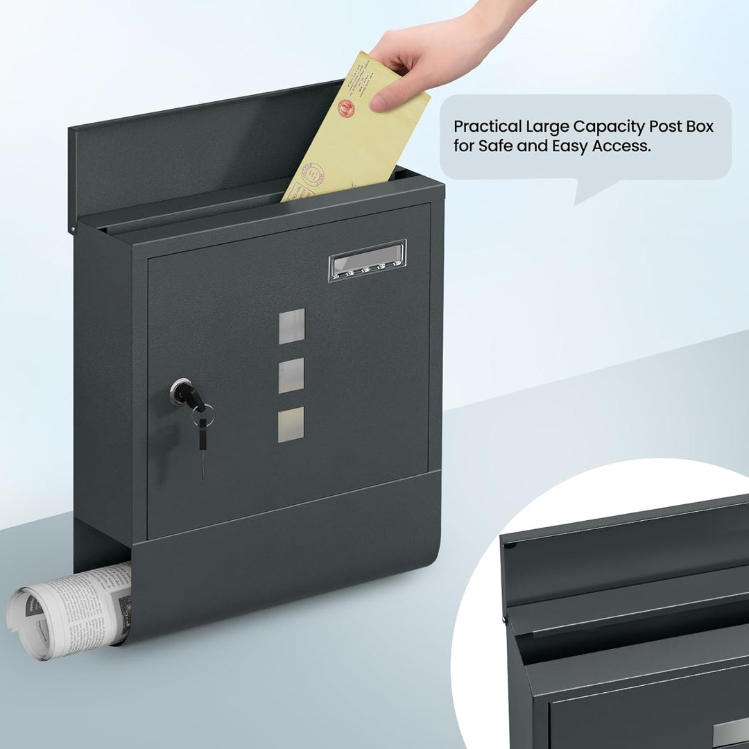 WOLTU Briefkasten Postkasten mit Zeitungsfach Sichtfenstern Namensschild, Wandbriefkasten abschliess