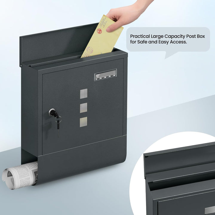 WOLTU Briefkasten Postkasten mit Zeitungsfach Sichtfenstern Namensschild, Wandbriefkasten abschliess