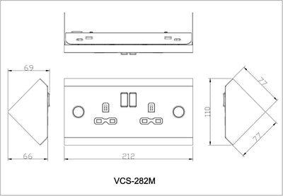 Knightsbridge, SKR008, 230V Ohne USB, Ohne USB