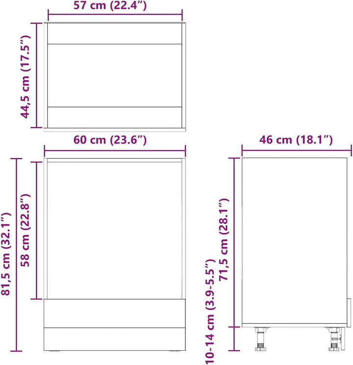 vidaXL Backofenschrank Riga Altholz 60 x 46 x 81,5 cm Holzwerkstoff, Grosser Stauraum, Langlebiger K