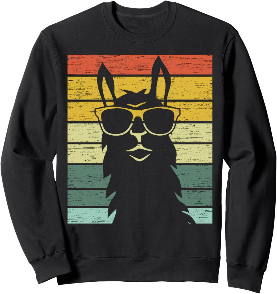 Retro Lama Alpaka mit Sonnenbrille Used Look Vintage Sweatshirt