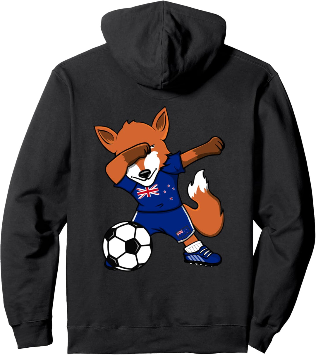 Dabbing Fuchs Fox Neuseeland Fussball Neuseeländische Flagge Pullover Hoodie