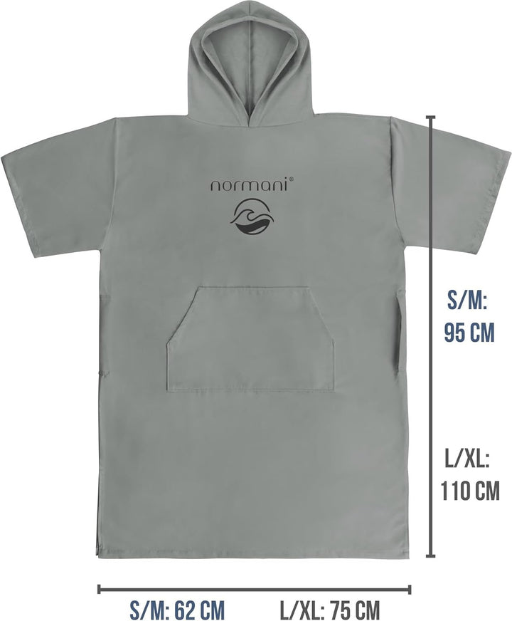 normani Unisex Badeponcho - Badehandtuch mit Kapuze aus Mikrofaser - schnelltrocknend und mit kleine