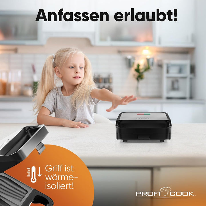 ProfiCook® Sandwichmaker | muschelförmige Sandwiches mit extra viel Füllung | antihaftbeschichtet |