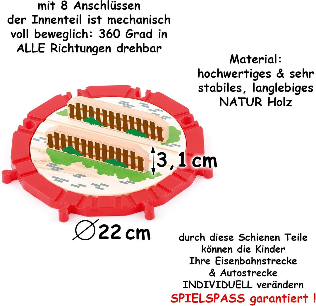 21 TLG. XL - Holz - Schienenset - für Eisenbahn/Holzeisenbahn - passend für alle Schienen-Systeme &amp;