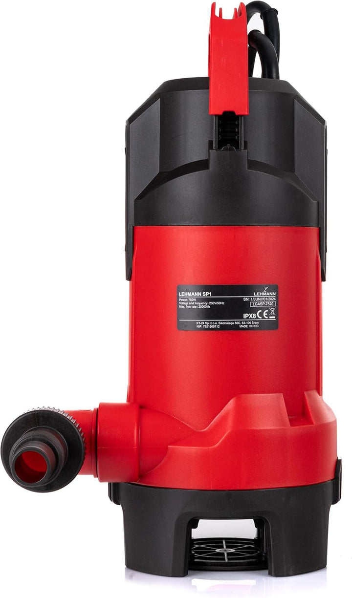Lehmann Tauchpumpe für Schmutz- und Reinwasser, (750 W, Förderleistung 13.500 l/h, max. Förderhöhe 1