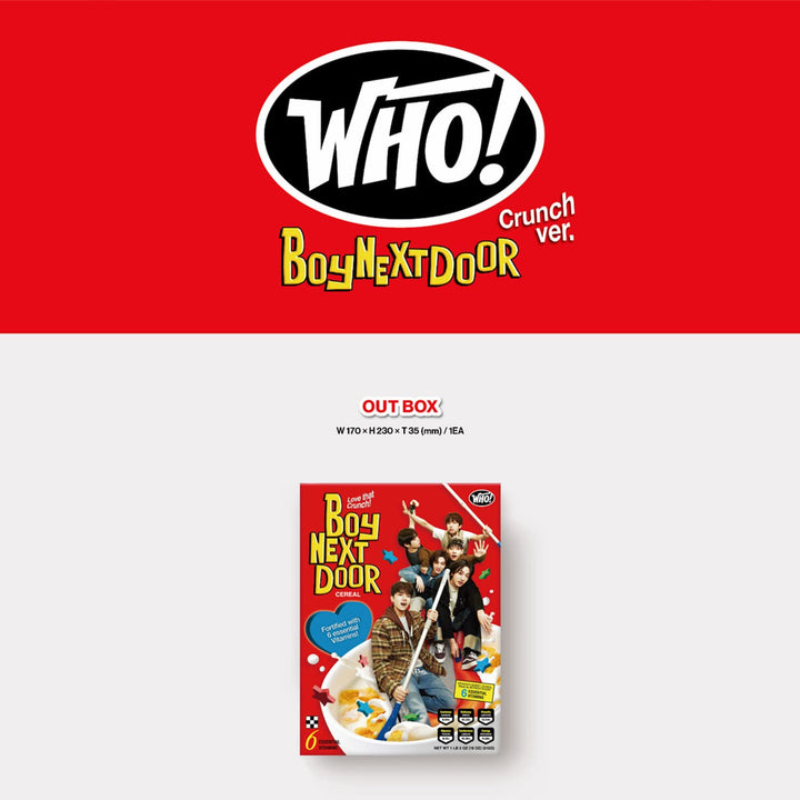 BOYNEXTDOOR - 1ST SINGLE ALBUM [WHO!] (CRUNCH Ver.) Out Box + Photo Book + CD-R + Photocard + Postca