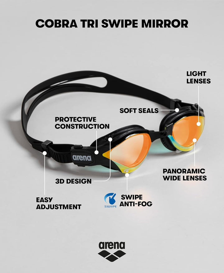 ARENA Unisex Cobra Tri Swipe Mr Schwimmbrille (1er Pack) Einheitsgrösse Yellow Copper-Black, Einheit