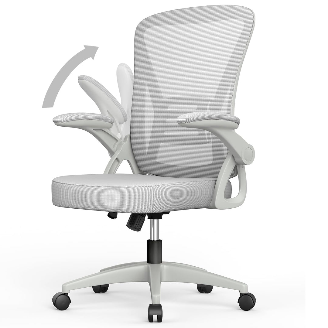 rattantree Bürostuhl mit Hochklappbaren Armlehnen, Ergonomischer Schreibtischstuhl mit Lendenwirbels