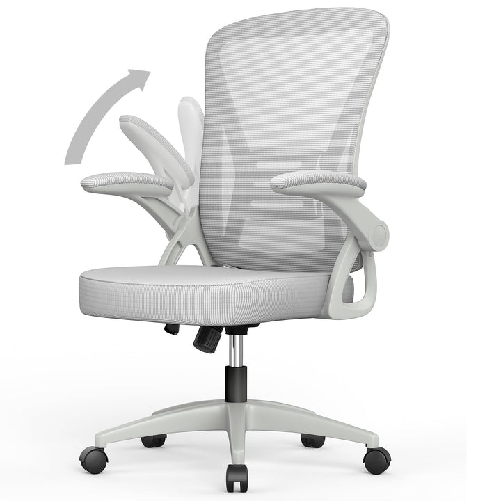 rattantree Bürostuhl mit Hochklappbaren Armlehnen, Ergonomischer Schreibtischstuhl mit Lendenwirbels
