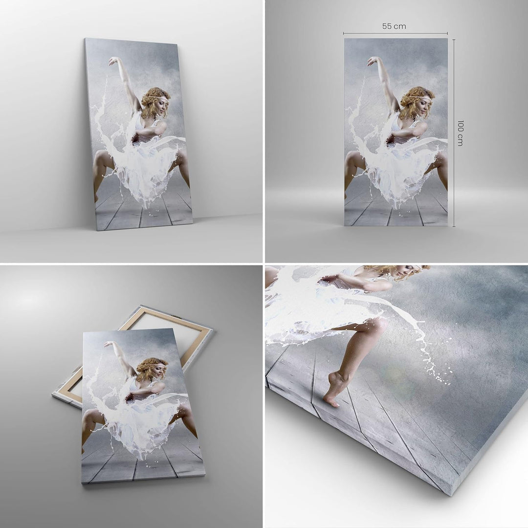 Bilder auf Leinwand 55x100cm Leinwandbild mit Rahmen Frau Tänzerin Ballett Gross Wanddeko Bild Schla