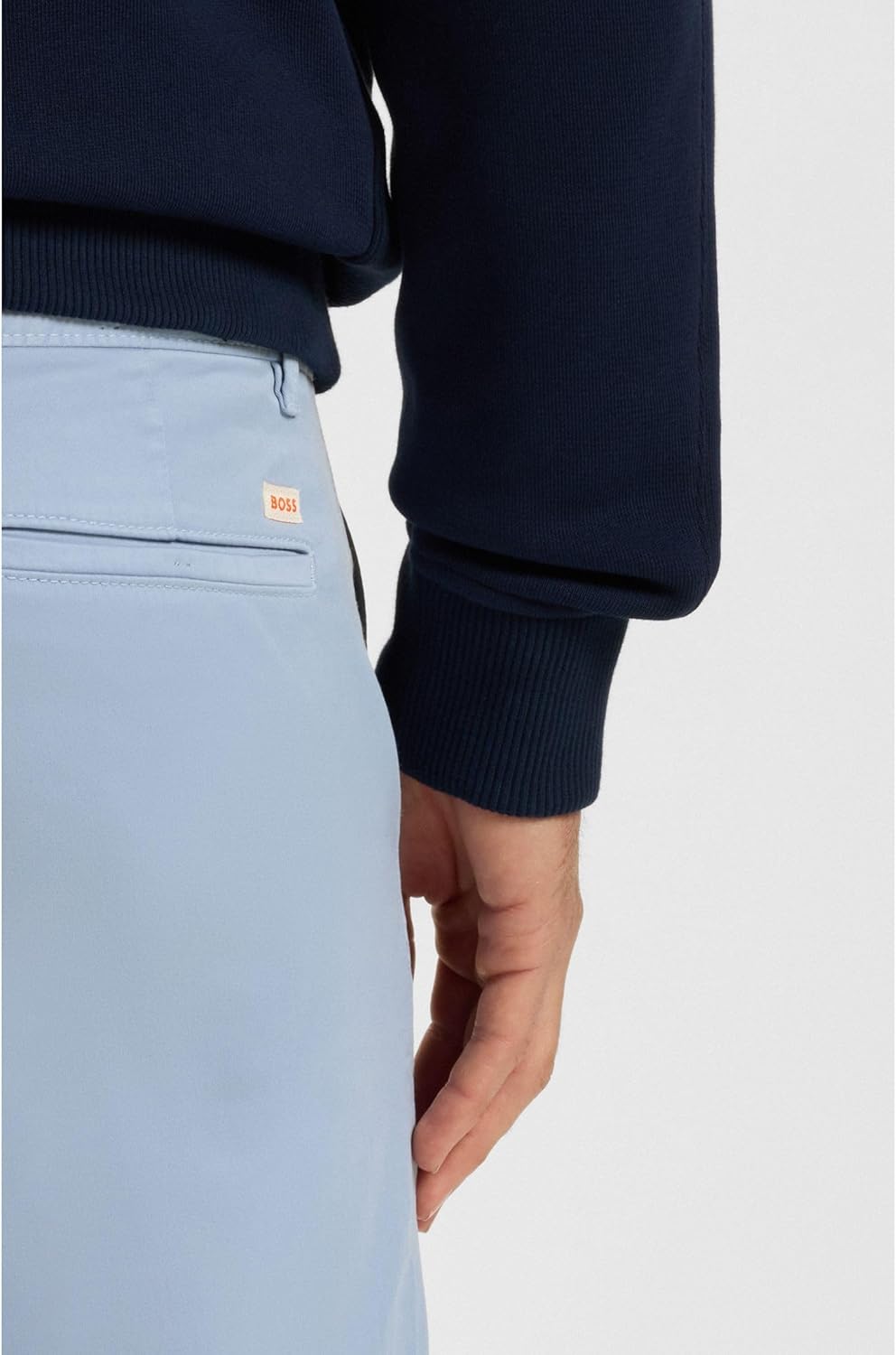 BOSS Herren Chino Slim Slim-Fit Hose aus elastischem Baumwoll-Satin 31W / 32L 470open Blue, 31W / 32