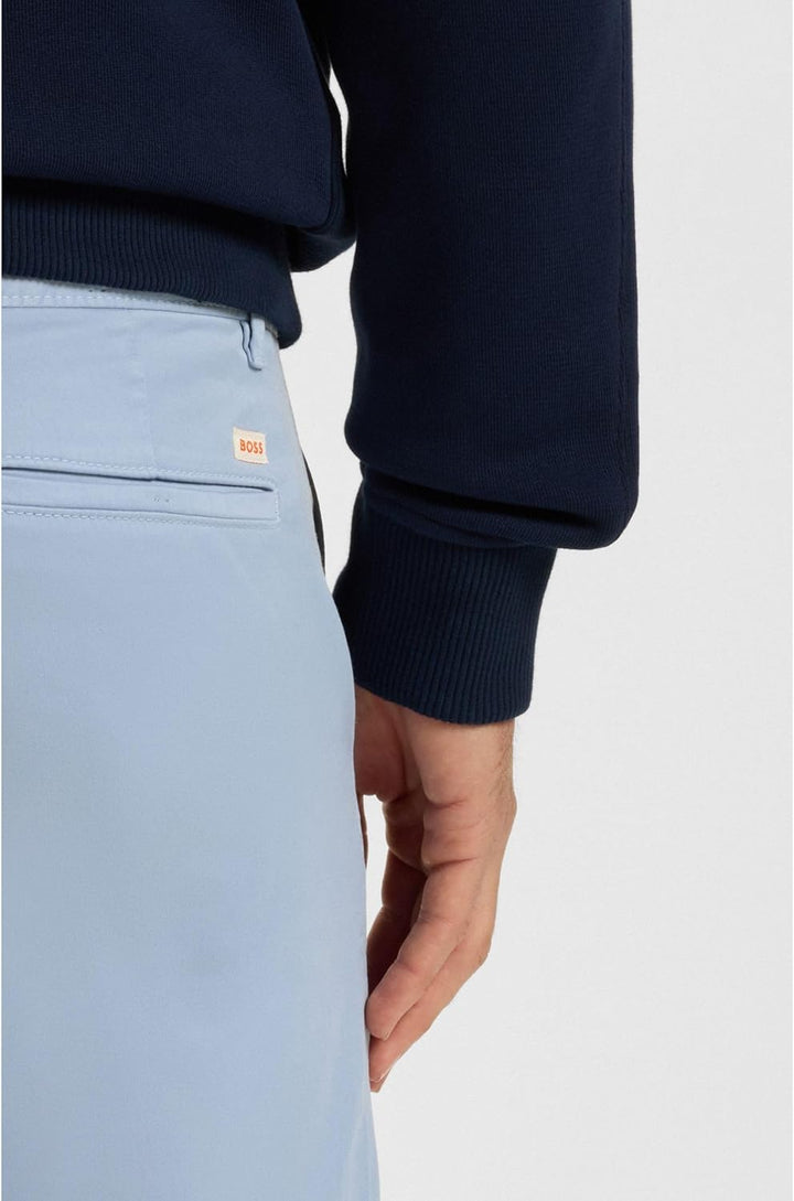 BOSS Herren Chino Slim Slim-Fit Hose aus elastischem Baumwoll-Satin 31W / 32L 470open Blue, 31W / 32