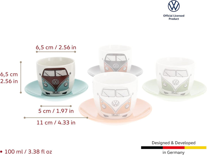 BRISA VW Collection - Volkswagen Keramik Espresso-Tassen-Kaffee-Tee-Cappuccino-Set im T1 Bulli Bus D