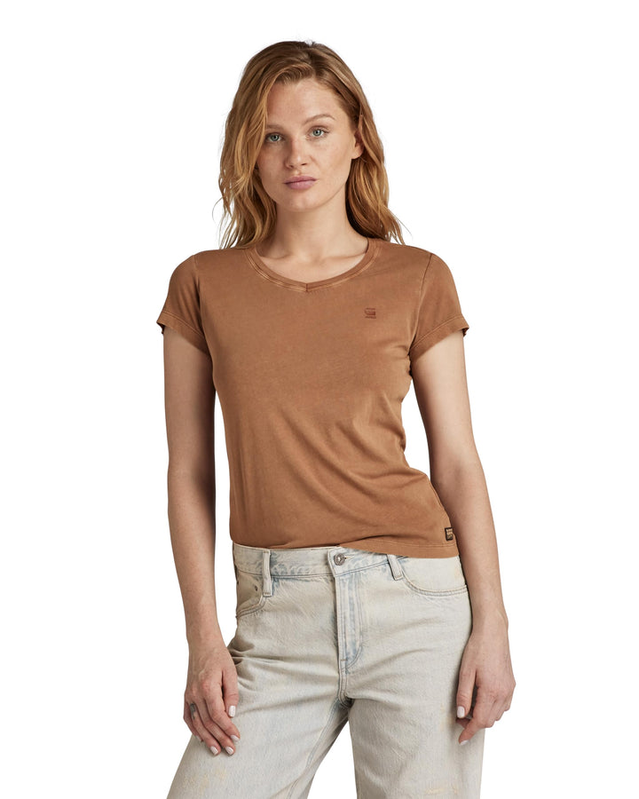 G-STAR Damen Eyben Slim V-Neck Top 2.0, Braun (Toasted Coconut Gd D24533-b059-g414)