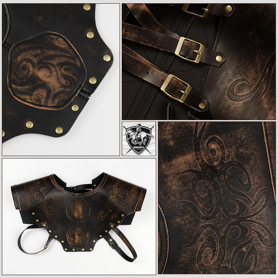 keland Wikinger Rüstung Leder Brustpanzer Herren Damen Mittelalter Accessoires (Braun), Braun