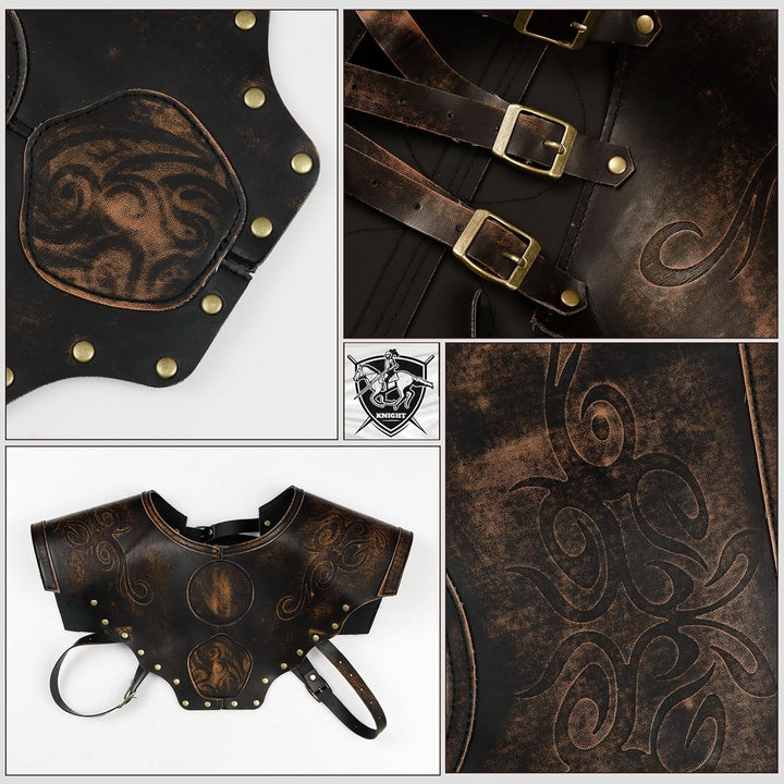 keland Wikinger Rüstung Leder Brustpanzer Herren Damen Mittelalter Accessoires (Braun), Braun