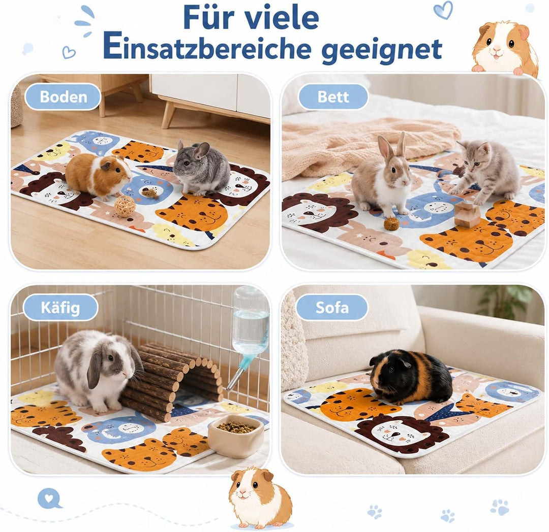 4 Stück 70 x 50 cm Pipipads für Meerschweinchen, auslaufsicher | waschbar, saugstark, wiederverwendb