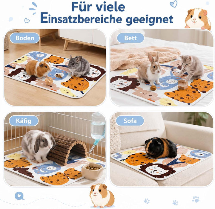 4 Stück 70 x 50 cm Pipipads für Meerschweinchen, auslaufsicher | waschbar, saugstark, wiederverwendb
