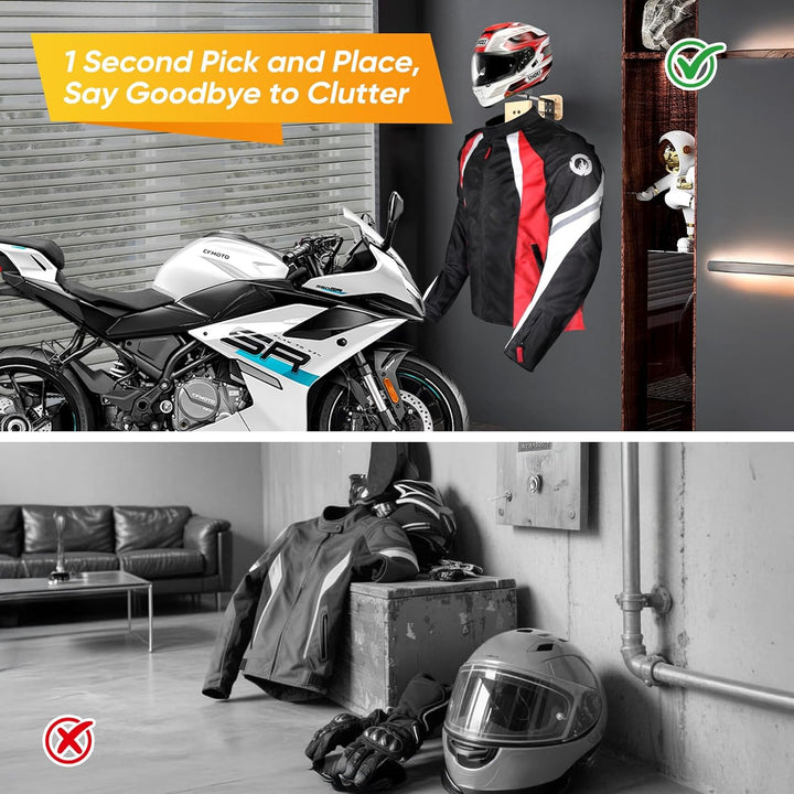 Helmhalterung für Motorradhelme Massivholz und robuster Stahl Wand Motorrad Zubehör Motorradhelm Hal