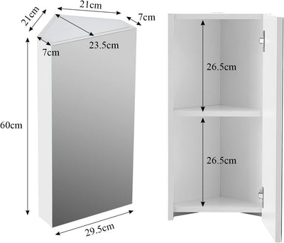 CLIPOP Eck Badezimmer Spiegelschrank Wandschrank Badezimmerschrank mit Spiegel und Aufbewahrungsrega