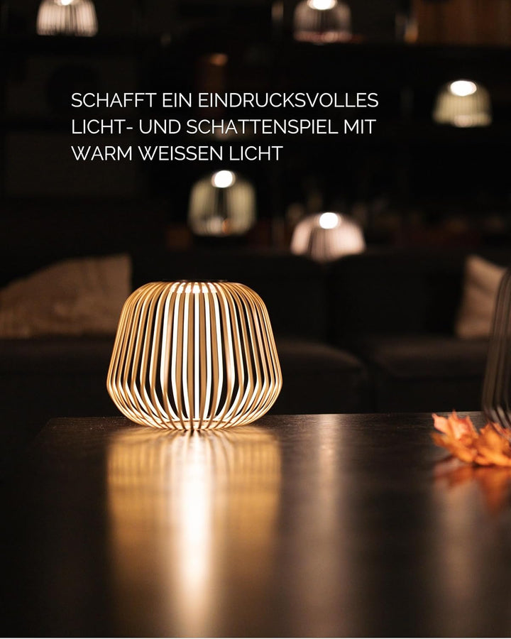 LUUK Studio Mobile Outdoor LED Solarleuchte, wetterfeste Terrassenbeleuchtung & Windlicht, Akku wied