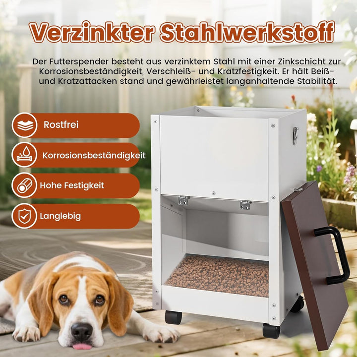 Galvanisierter Automatischer HundefüTterer GrossEr Rasse 30lbs Hundefutter-Spender Mit RäDern FüR Gr