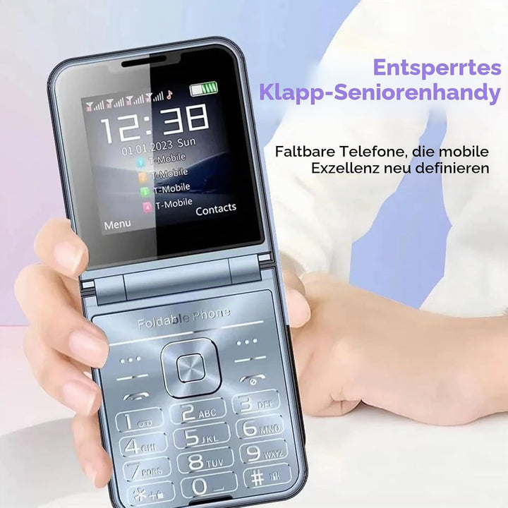 Flip-Senior-Handy, Flip-Design, Dual-Screen-Display, Grosse Tasten, Schnellwahl, Klarer Sound, HD-Ka