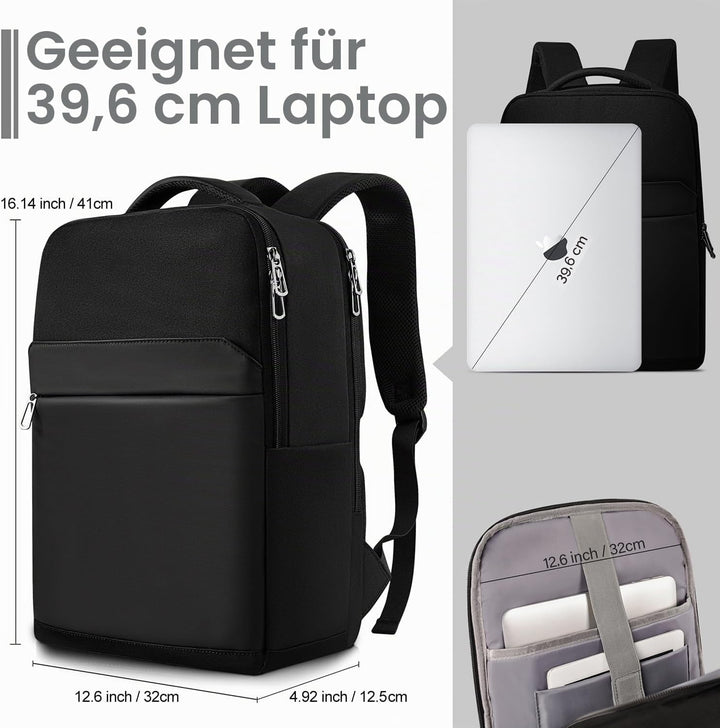 SONAMBULO Laptop Rucksack 15,6 Zoll, Business Notebook Tasche für Unisex mit USB-Anschluss und wasse