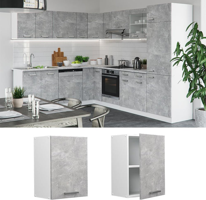 Vicco Hängeschrank R-Line, Beton/Weiss, 45 cm Beton Hängeschrank 45cm, Beton Hängeschrank 45cm
