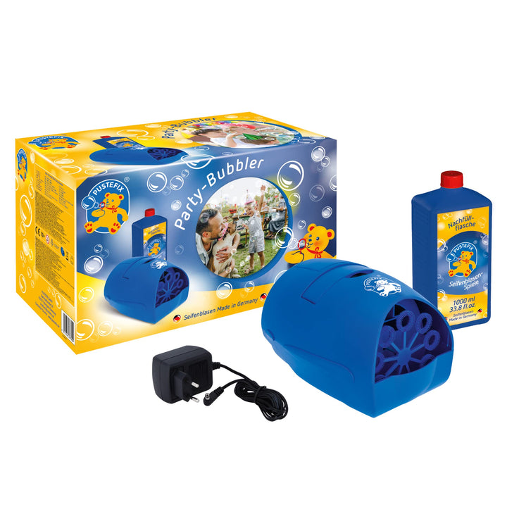 PUSTEFIX Party-Bubbler blau I 1000 ml Seifenblasenwasser I Bunte Bubbles Made in Germany I Seifenbla