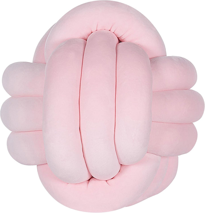Modernes Knoten-Ball Dekokissen Samtstoff rosa rund 30 x 30 cm Malni