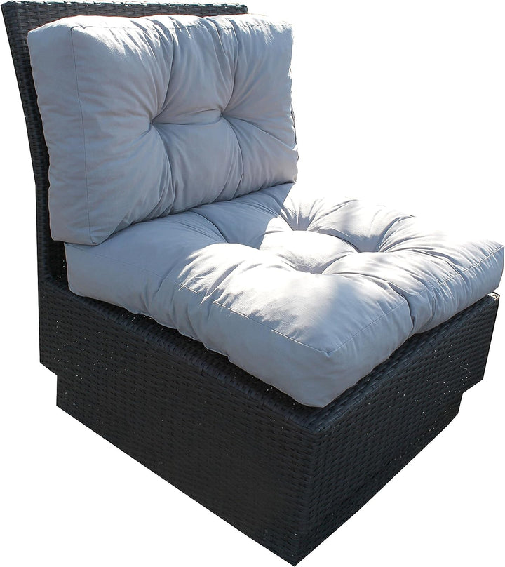 Ambientehome 2er Set Loungekissen, grau, ca 60 x 40 x 10 cm, Polsterkissen Polyrattan Lounge Ersatzk